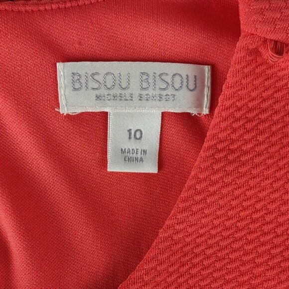 Bisou Bisou Textured Knit Coral Sleeveless Midi Dress w/ Pockets Size 10 - Picture 10 of 12